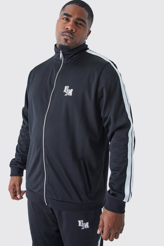 Plus Slim-Fit Trikot-Trainingsanzug mit Trichterkragen