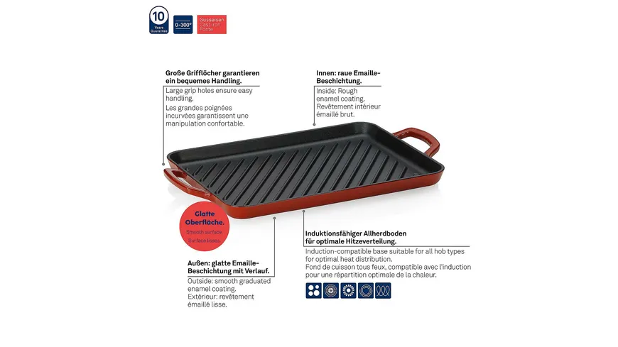 kela Grillplatte Calido 35x25cm rot