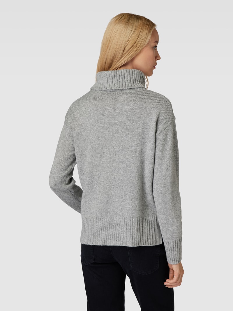 Strickpullover mit Zopfmuster in silber meliert
