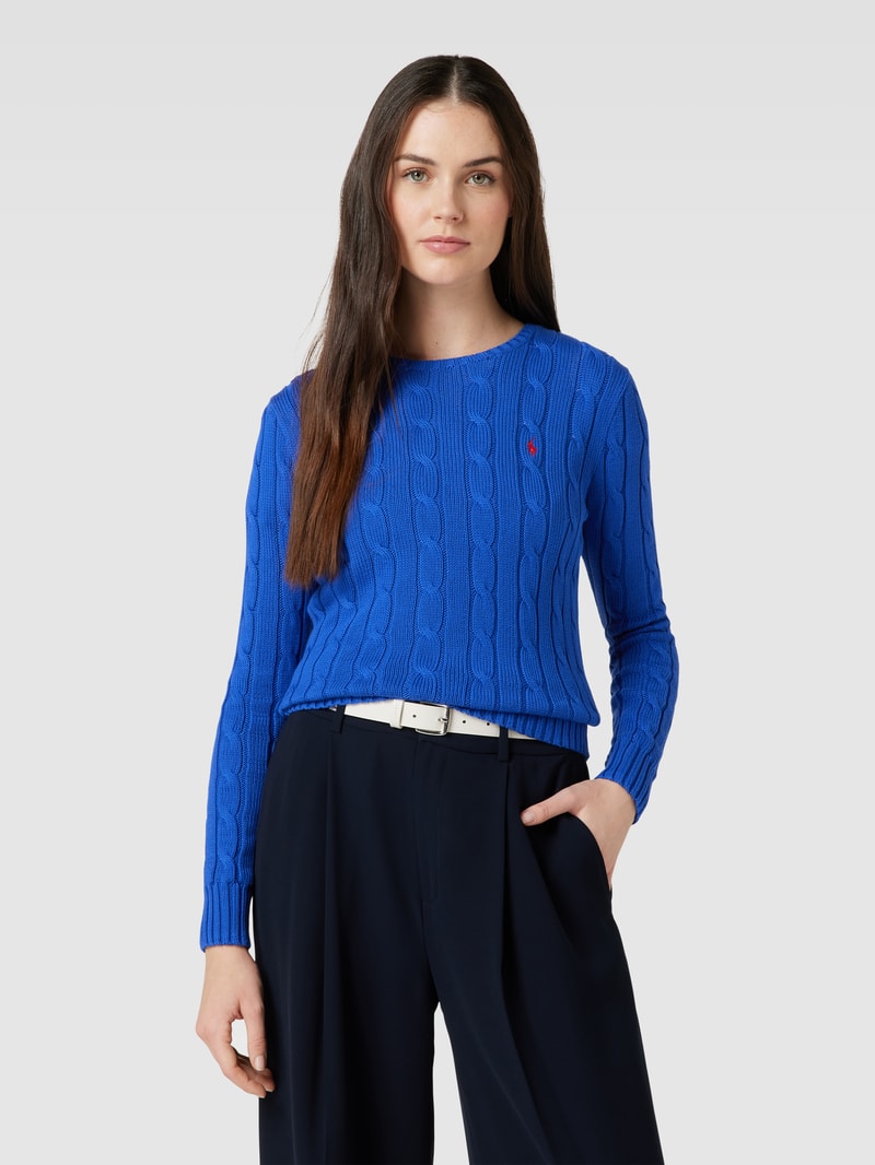 Strickpullover mit Zopfmuster Modell 'JULIANNA' in royalblau