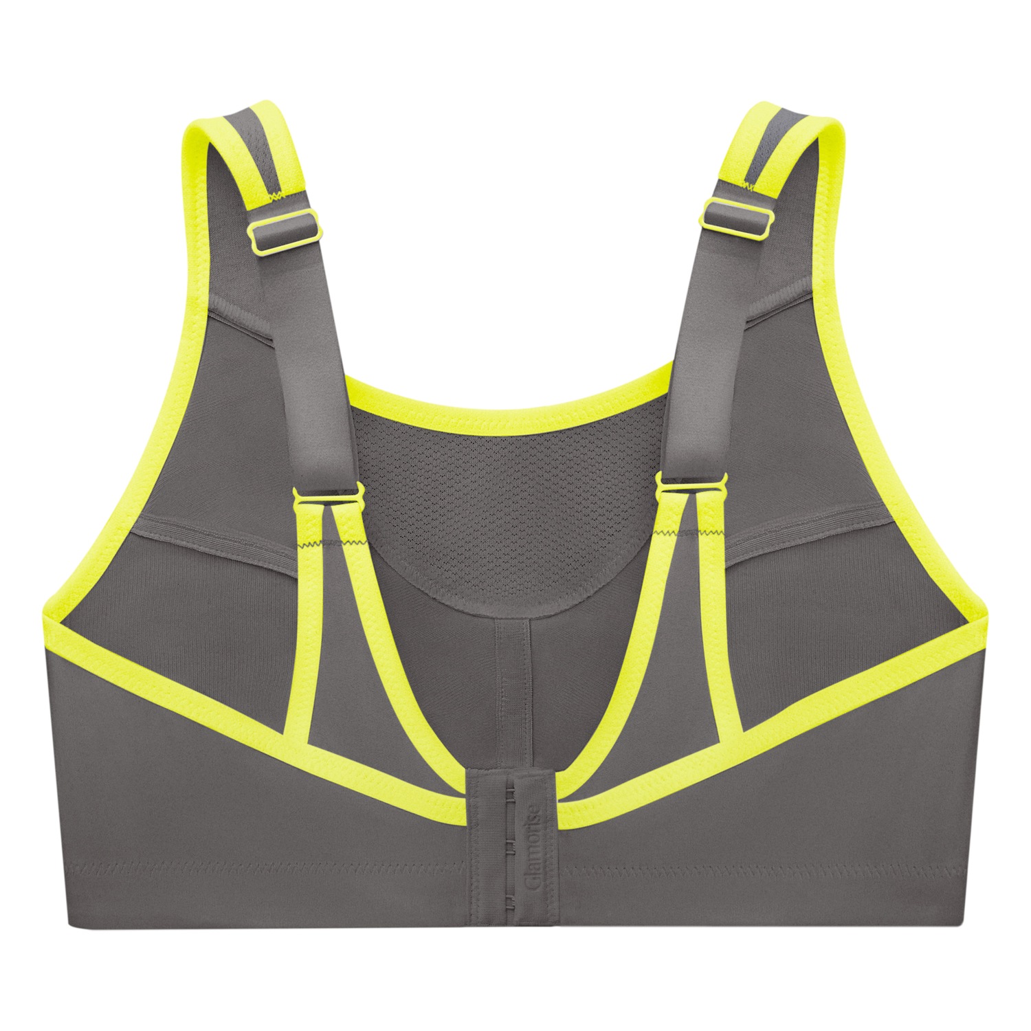 Sport-Bustier mit bestem Halt - Grau mit gelbem Besatz