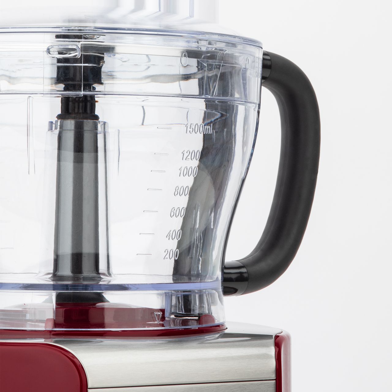 H.Koenig MX18 Multifunktionale Küchenmaschine Rot Professionell Kompakt, Mixbehälter 1,5 L, Glas-Mixer mit Graduierung 1,5 L, 4 Stahlscheiben Klinge Spatel, 8 Funktionen, Leistungsstark 800W