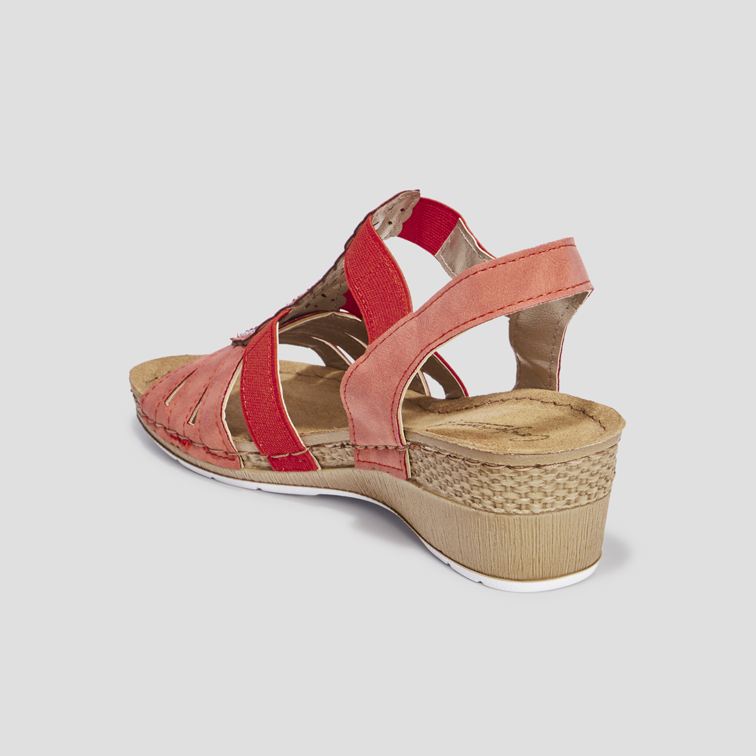 Sandales compensées cuir Confortissimo rouge femme | La Halle