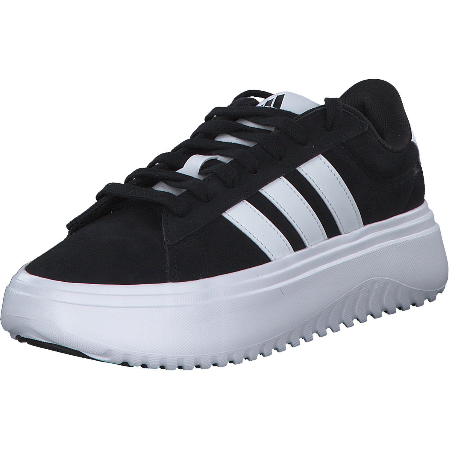 Adidas Grand Court Platform Suede, Schnürschuhe, Damen, Schwarz