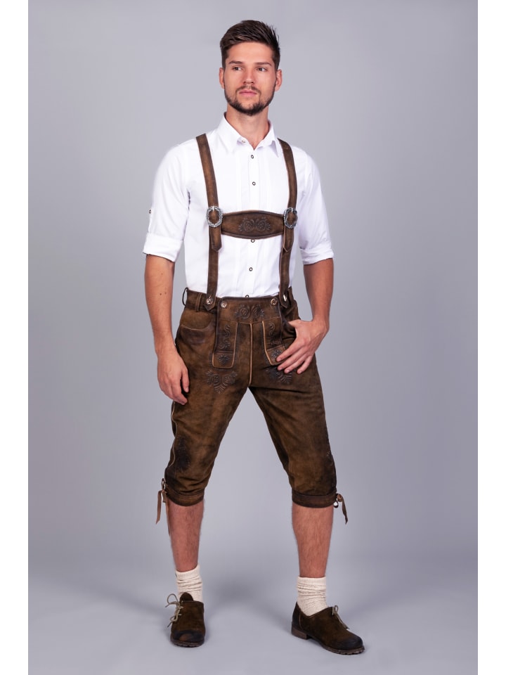 Edelnice Kniebund Wildbock Lederhose Jan in dunkelbraun günstig kaufen