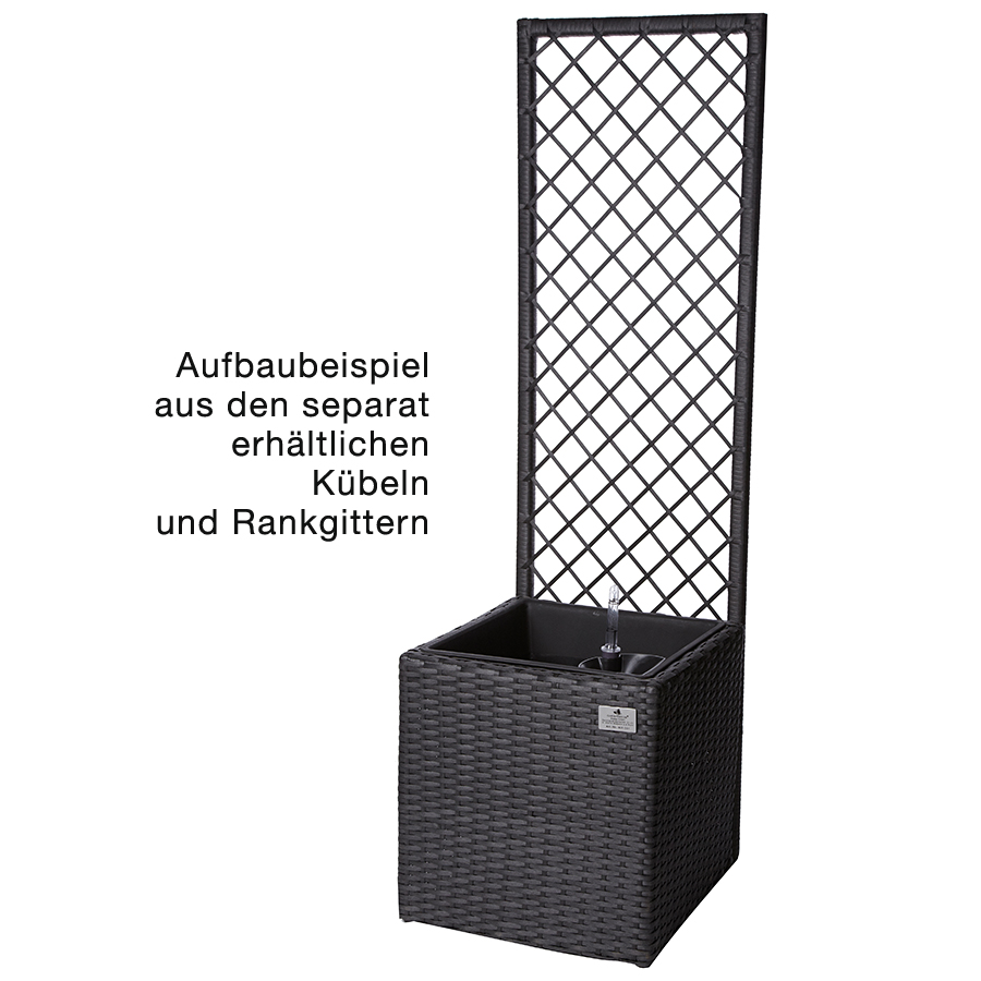 Weles Pflanzkübel Polyratten 36 x 36 x 36 cm, für Innen und Außen, Bewässerungssystem, anthrazit