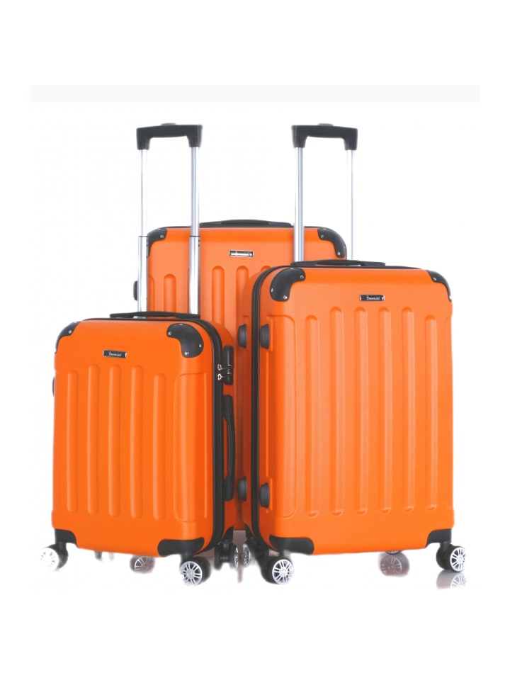 Cheffinger Reisekoffer Koffer 3 tlg Hartschale Trolley Set Kofferset Handgepäck in Orange günstig kaufen onesize