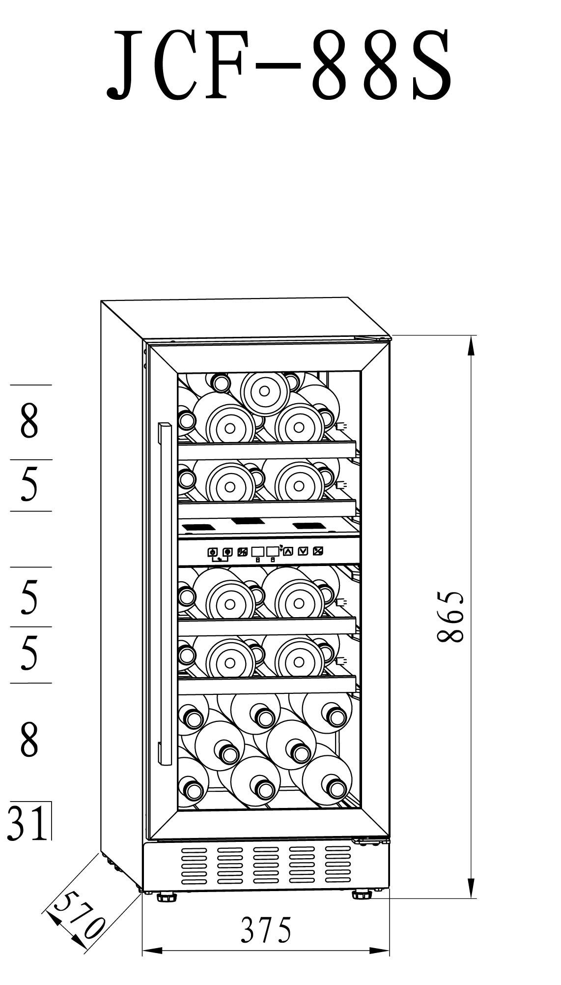 Hanseatic Weinkühlschrank HWC31GCIA, für 31 Standardflaschen á 0,75l,unterbaufähig