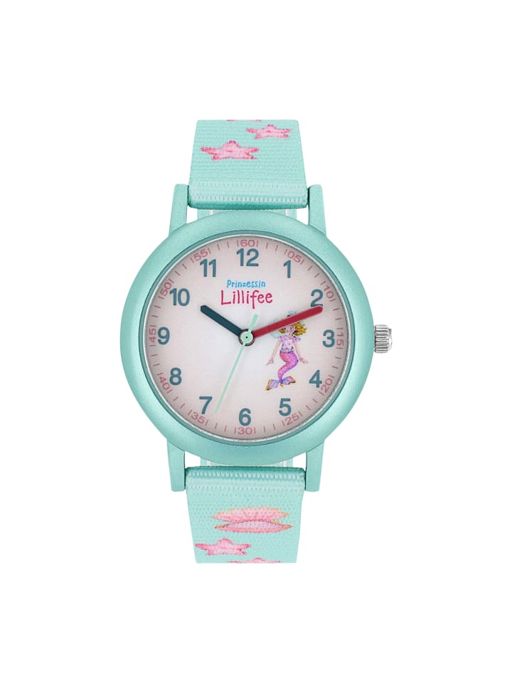 Prinzessin Lillifee Quarzuhr Textil, Aluminium in Türkis günstig kaufen 18 cm