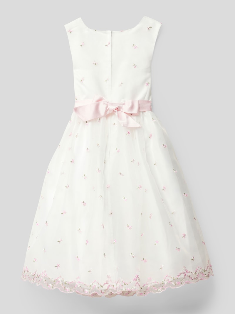 Kleid mit floralen Stickereien in rosé