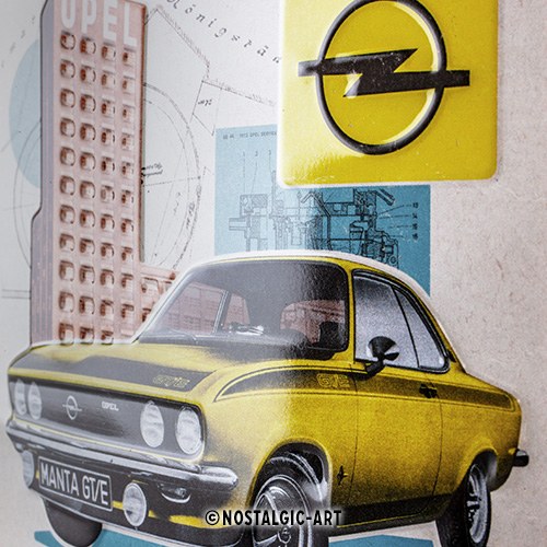 Nostalgic Art Retro Blechschild 15x20cm, Motiv "Opel - Manta GT/E", 1 Stück - ATU