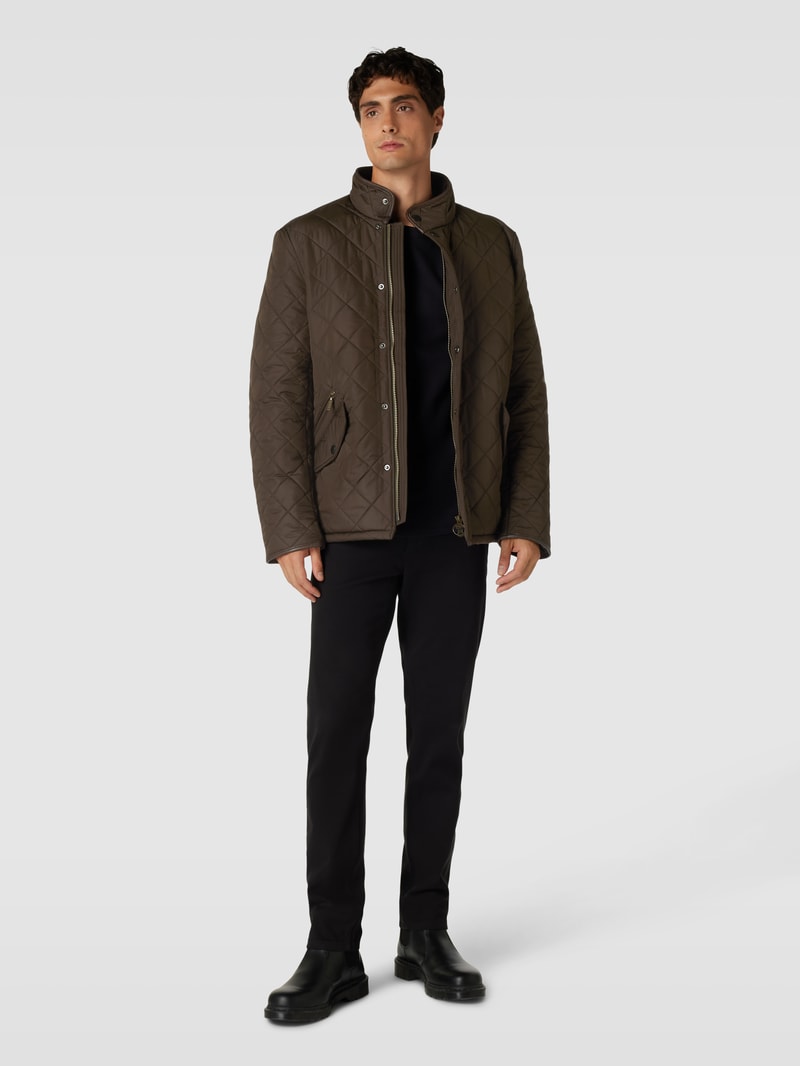 Steppjacke mit Stehkragen Modell 'POWELL' in olivgrün