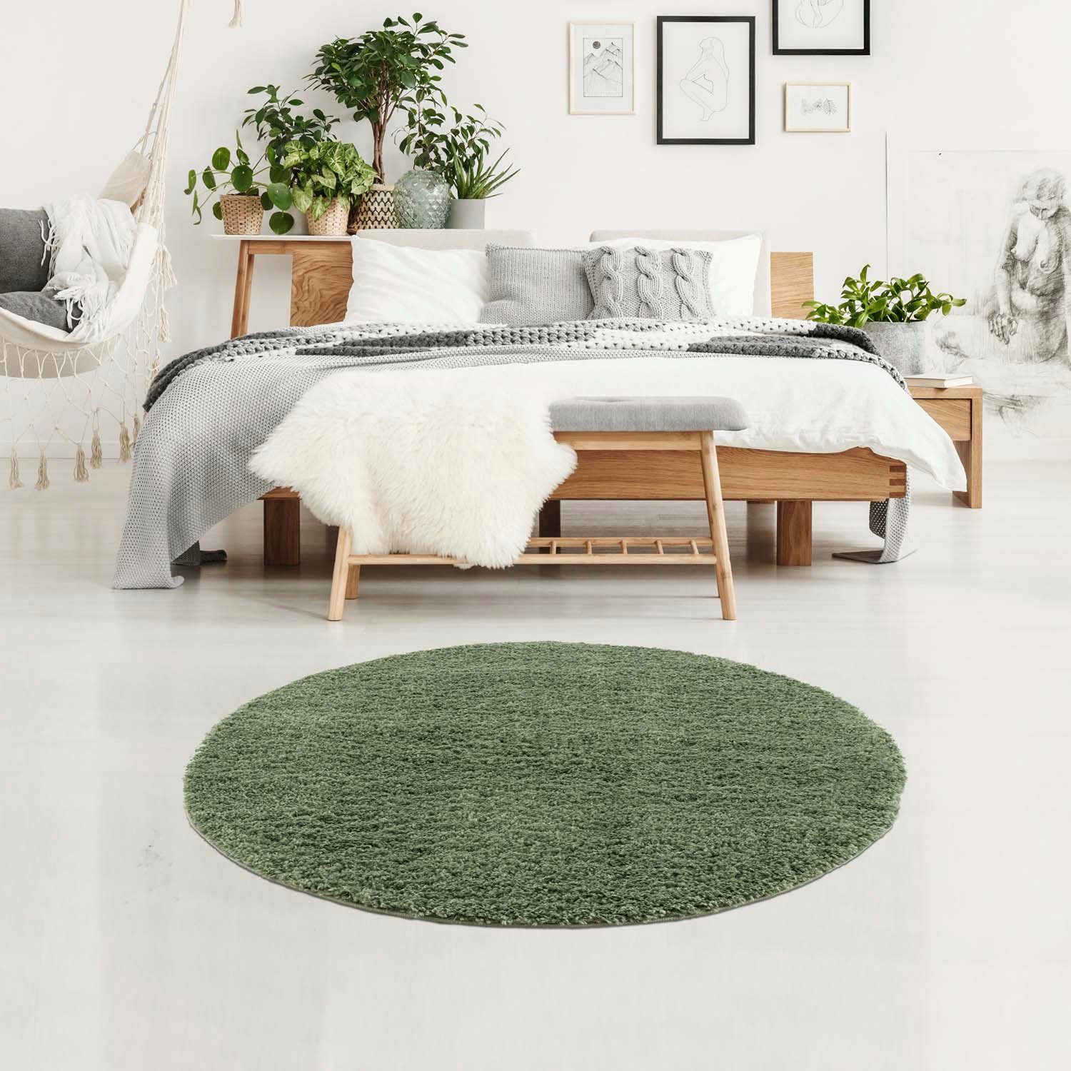 Hochflor-Teppich Pulpy 100, Carpet City, rund, Höhe: 30 mm, besonders weich, mit Fransen, Uni Farben