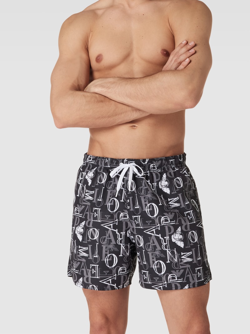 Badehose mit Label-Print in schwarz