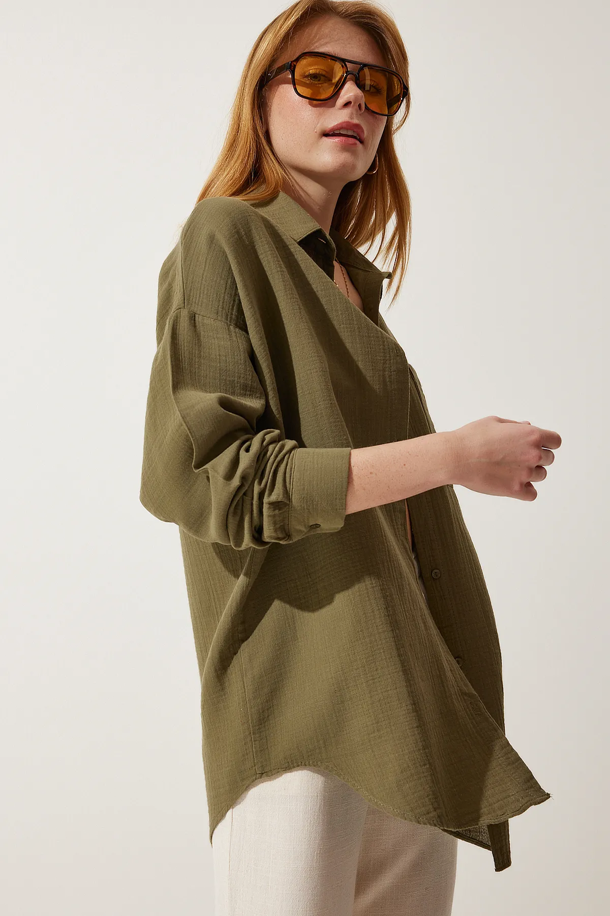 Happiness İstanbul  Hemd - Khaki - Oversized