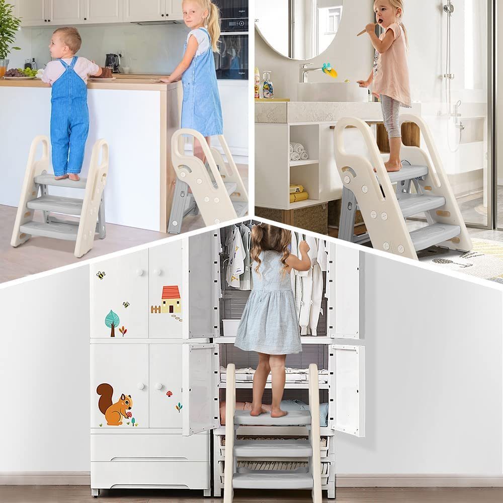 Onasti Baby-Toilettensitz Tritthocker für Kinder 3 Stufen Faltbar