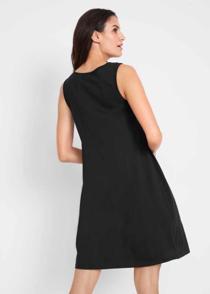 Kurzes Baumwoll-Shirtkleid mit Spitze, ärmellos