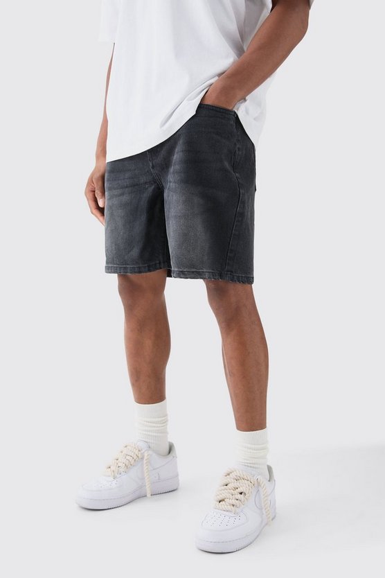 Lockere Jeansshorts in Grau