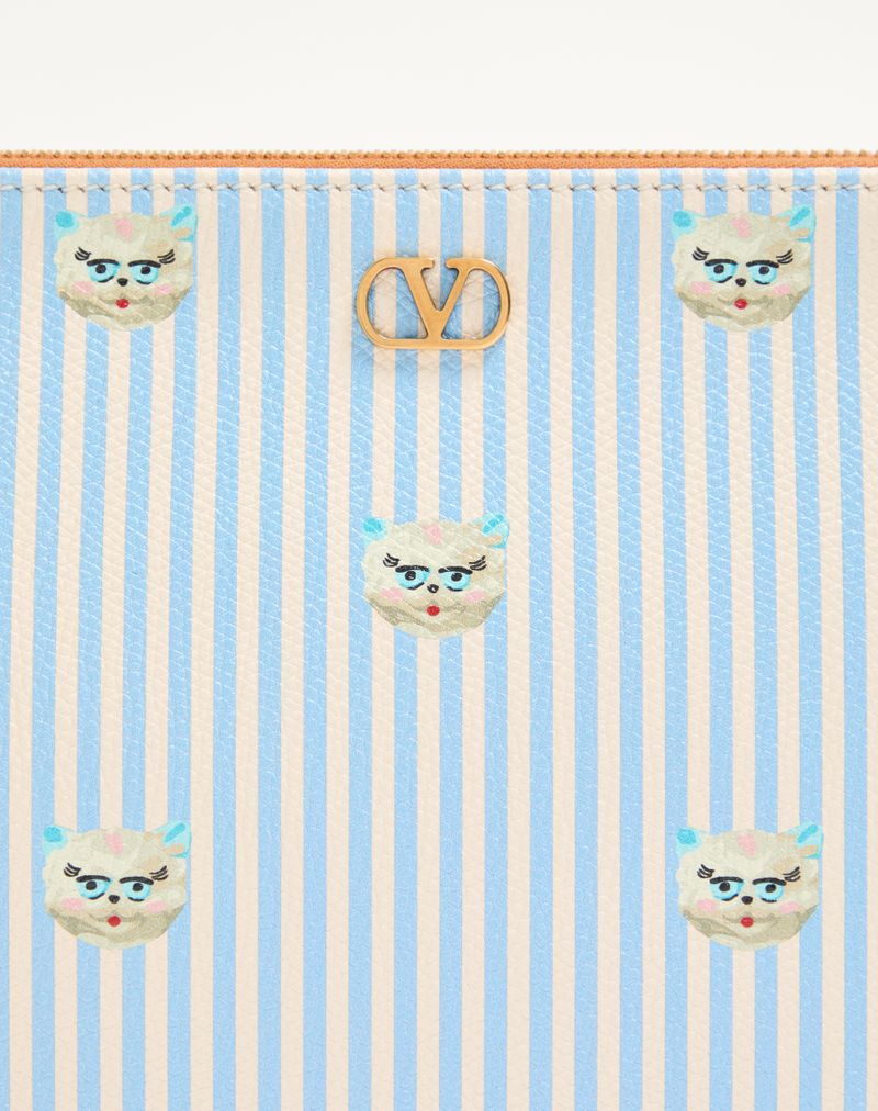 Bolsa Valentino Garavani VLogo Signature em couro de vitelo granulado com estampa Le Chat De La Maison