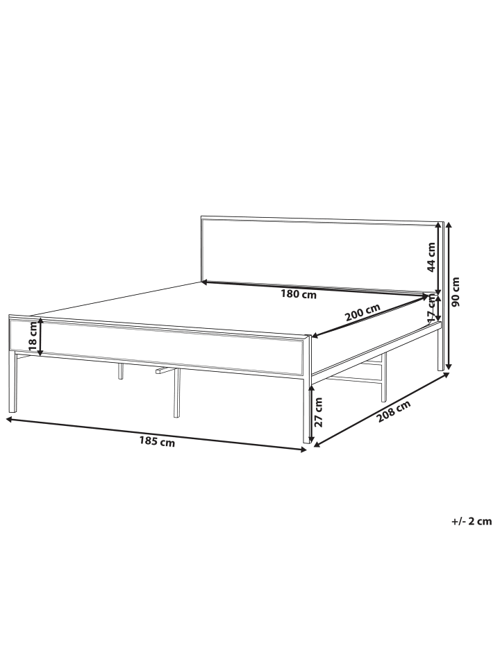Beliani Doppelbett AVANTON in Schwarz/Braun - (W) 185 x (H) 90 x (L) 208 cm günstig kaufen onesize