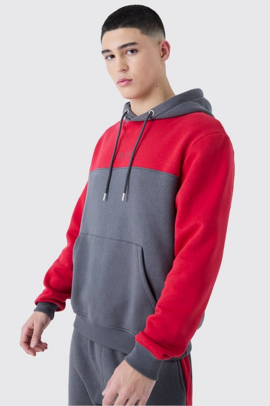 Man Roman Tape Colour Block Hooded Tracksuit