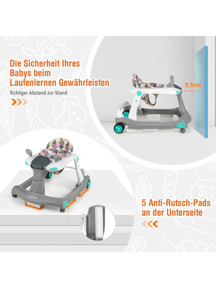 COSTWAY 2-in-1 Lauflernhilfe 6-18 Monate in Grau günstig kaufen onesize