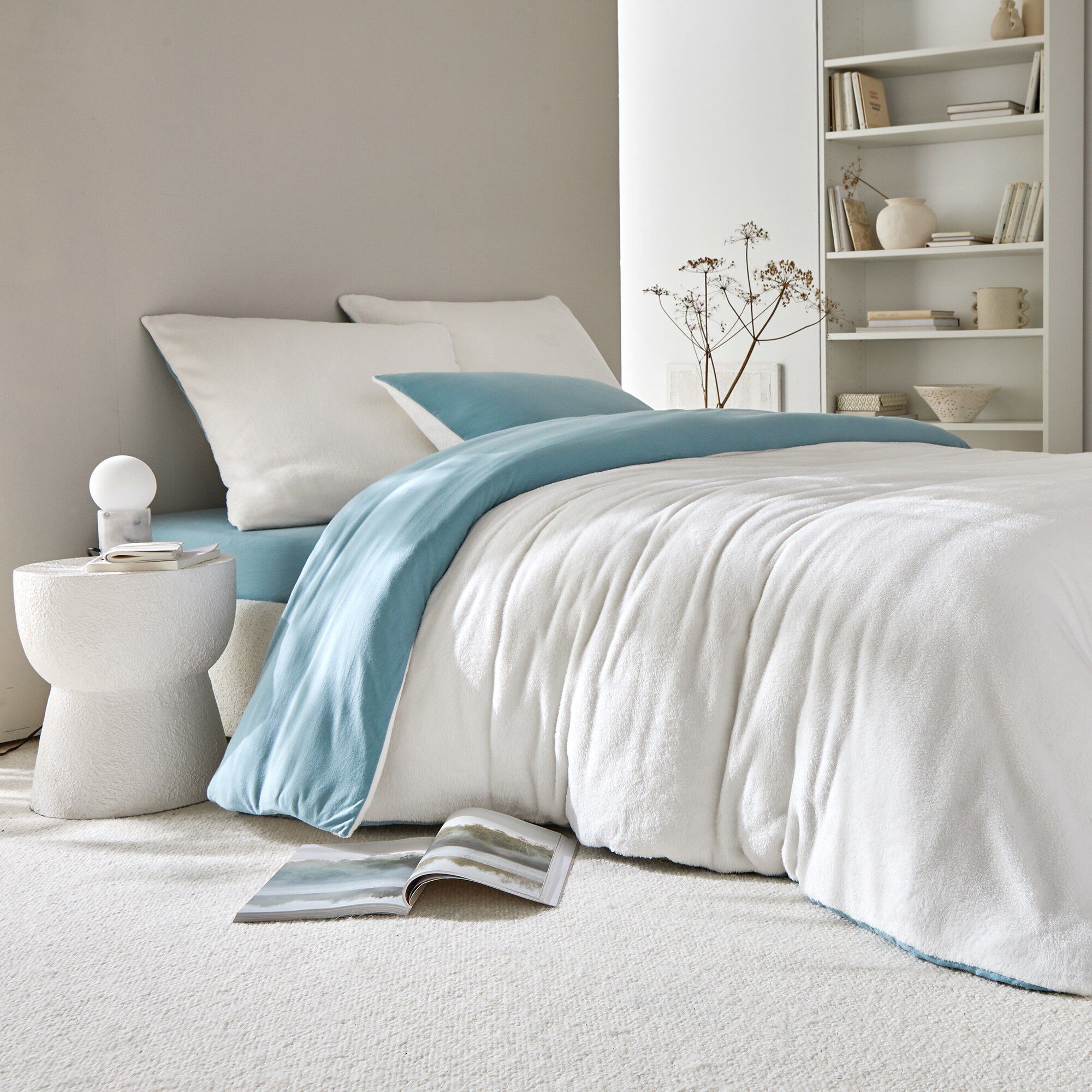 Linge de lit réversible jersey polaire toucher peluche