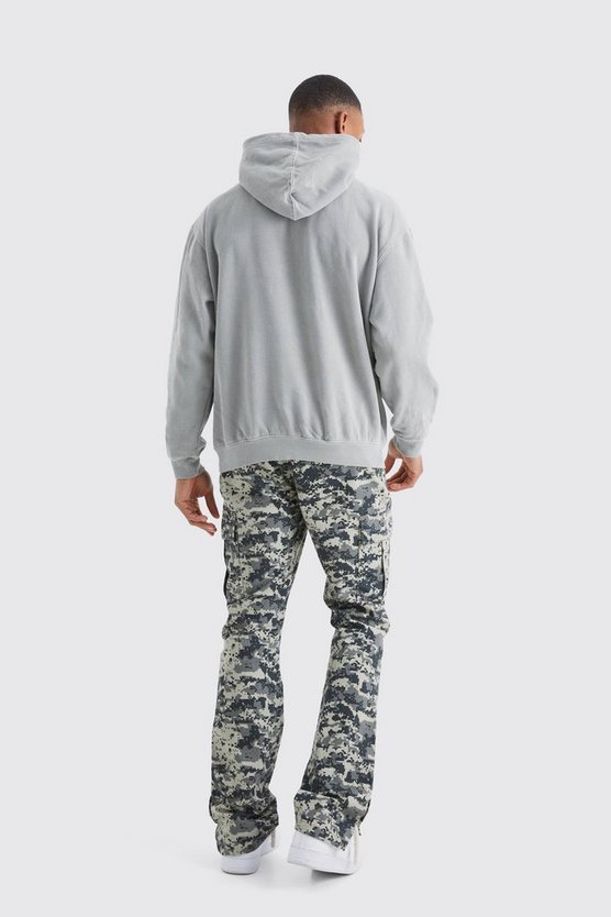 Gefärbter Oversize Hoodie mit Worldwide Print