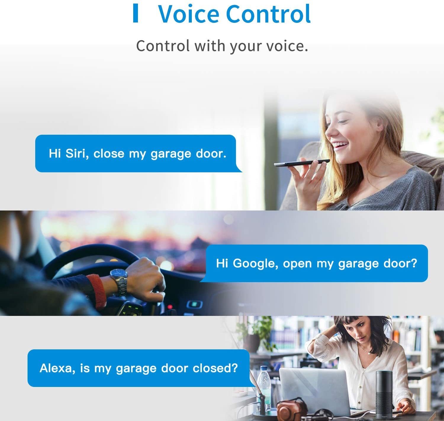 Meross Meross Smart WiFi Garage Door Opener - smarter Garagentor Öffner Smart-Home-Steuerelement, hochsensible Sensoren