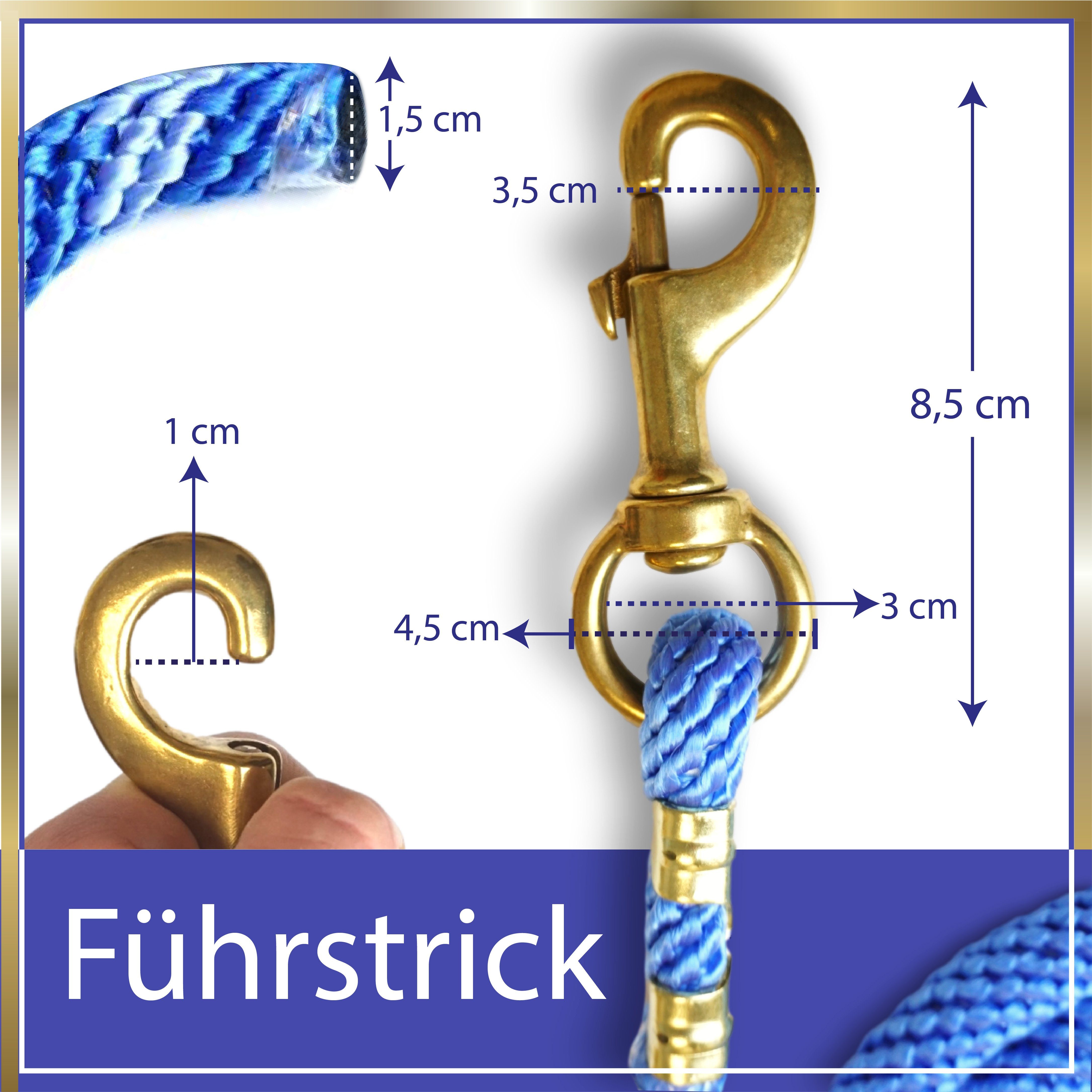 Pferdelinis Anbinde- / Führstrick Führstrick für Pferde, Anbindestrick, Führstrick mit Karabiner 2,5m, Länge 2,5m