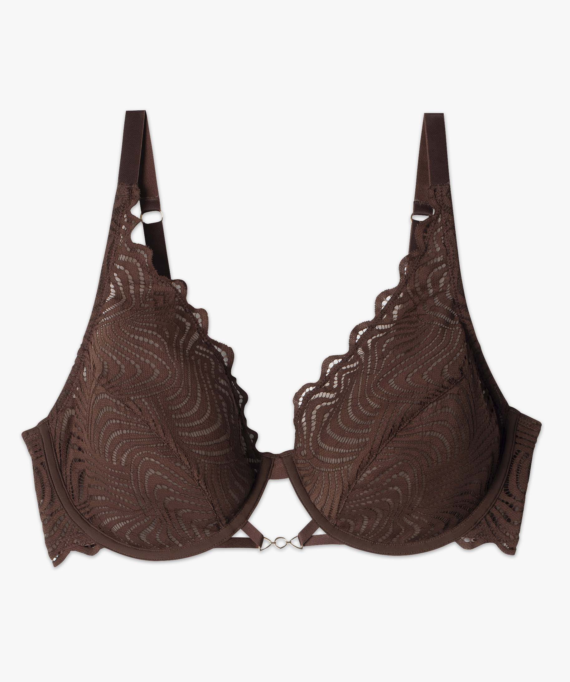 Soutien-gorge femme grande taille emboitant en dentelle moderne marron | GEMO