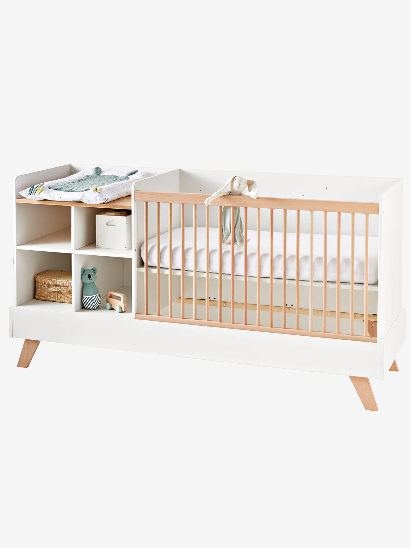 Vertbaudet Kinderzimmer 4-in-1-Kombibett COMBINID, mitwachsend - weiß/natur