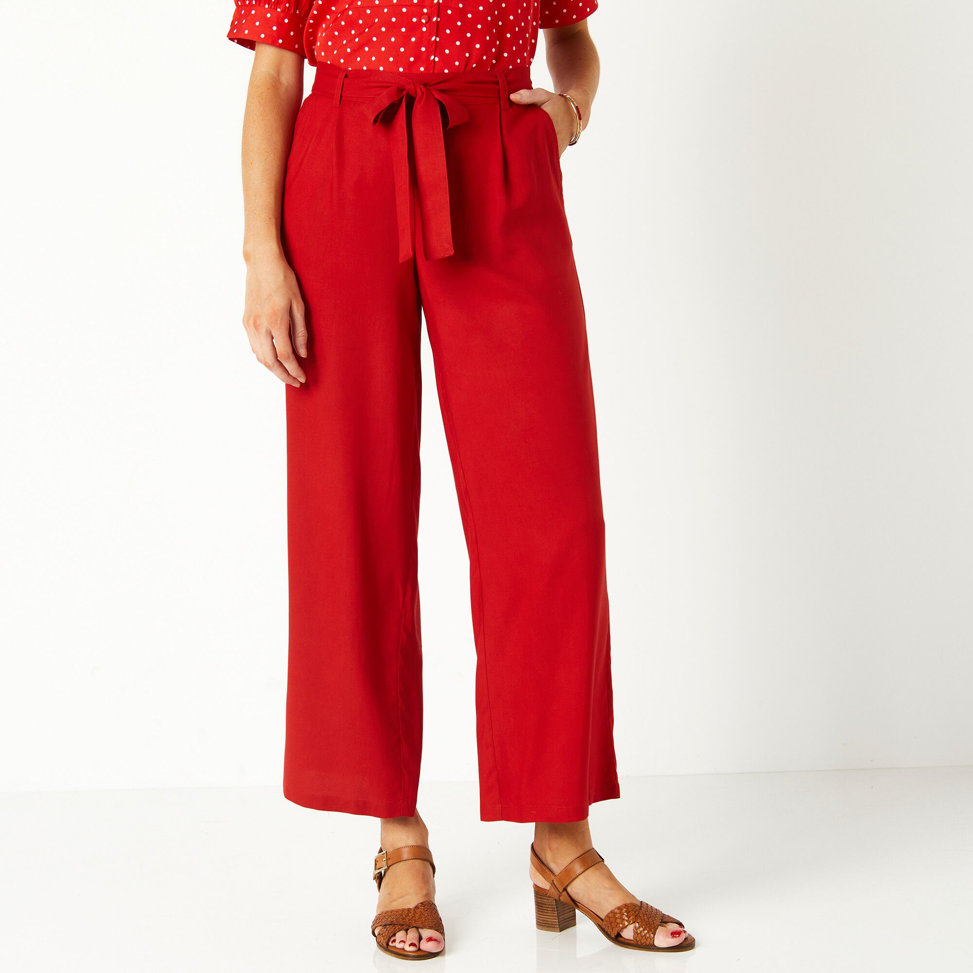 Pantalon raccourci large uni