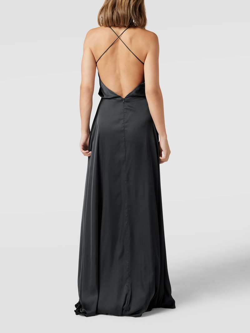 Abendkleid mit Spaghettiträgern in dunkelgrün