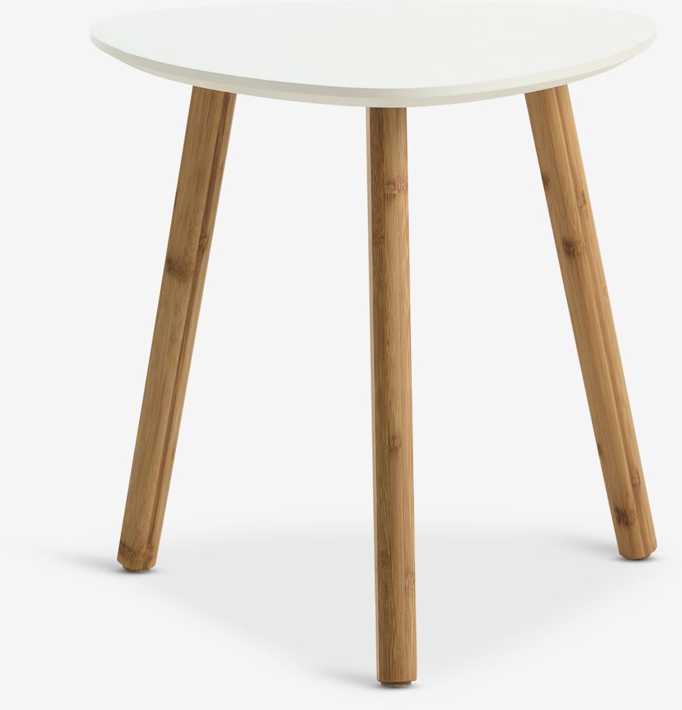 Table d'angle TAPS 40x40 blanche/bambou
