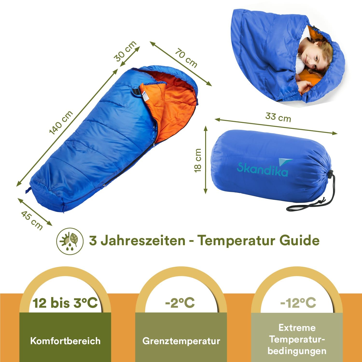 Skandika Vegas Junior Blauer Kinderschlafsack