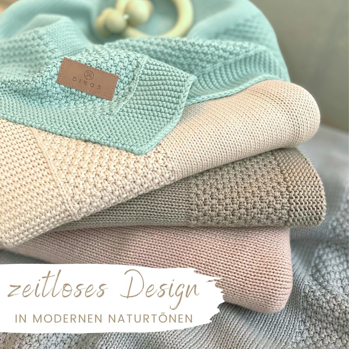 Babydecke DIKOS® Babydecke aus *100%* Bio Baumwolle, Strickdecke, Geschenk, DIKOS, PREMIUM Qualität, 75x100 cm, atmungsaktiv, nachhaltig, kuschelweich