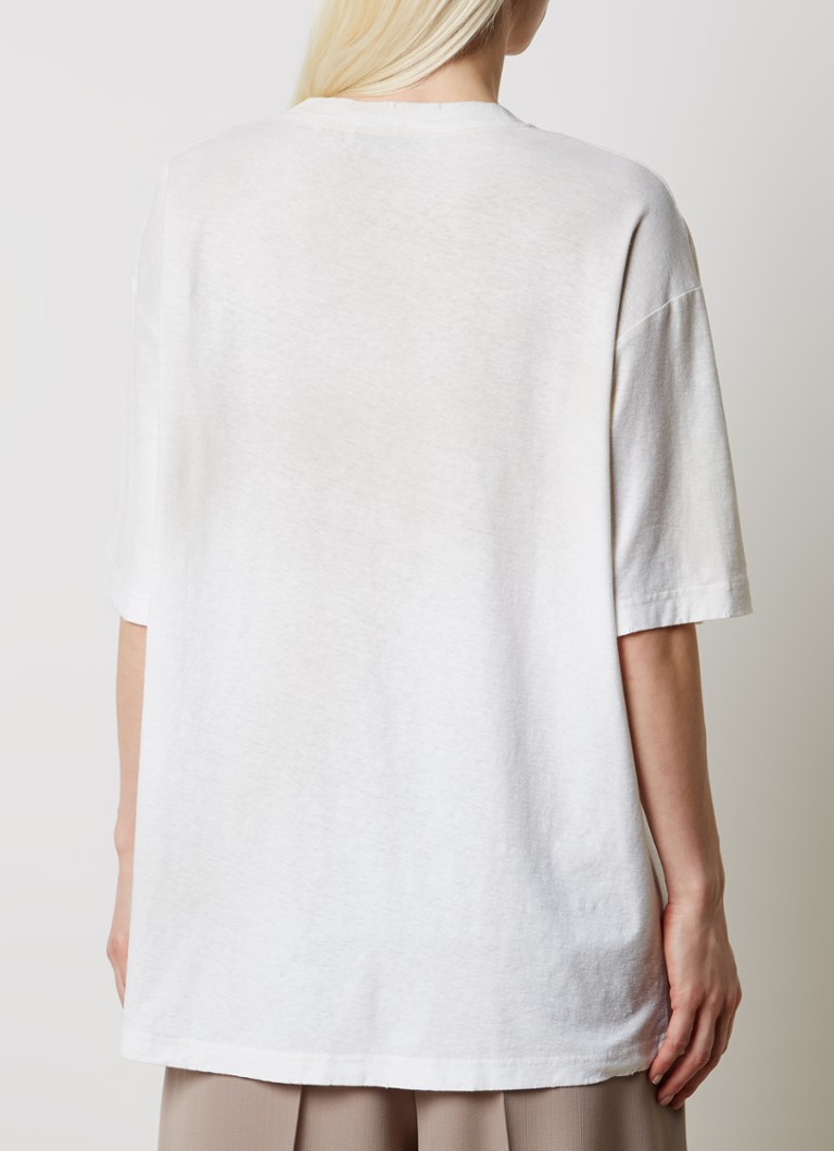 Acne Studios T-krekls ar logoprint un verwassen afwerking