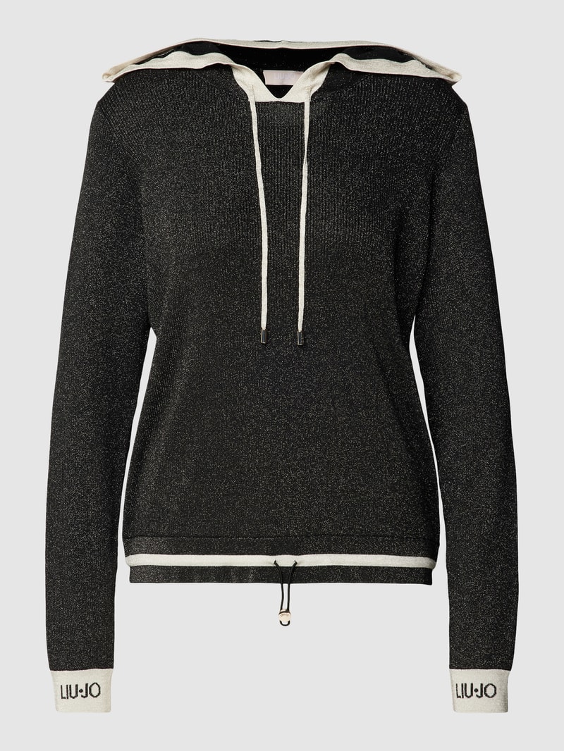Hoodie aus Effektgarn in metallic schwarz