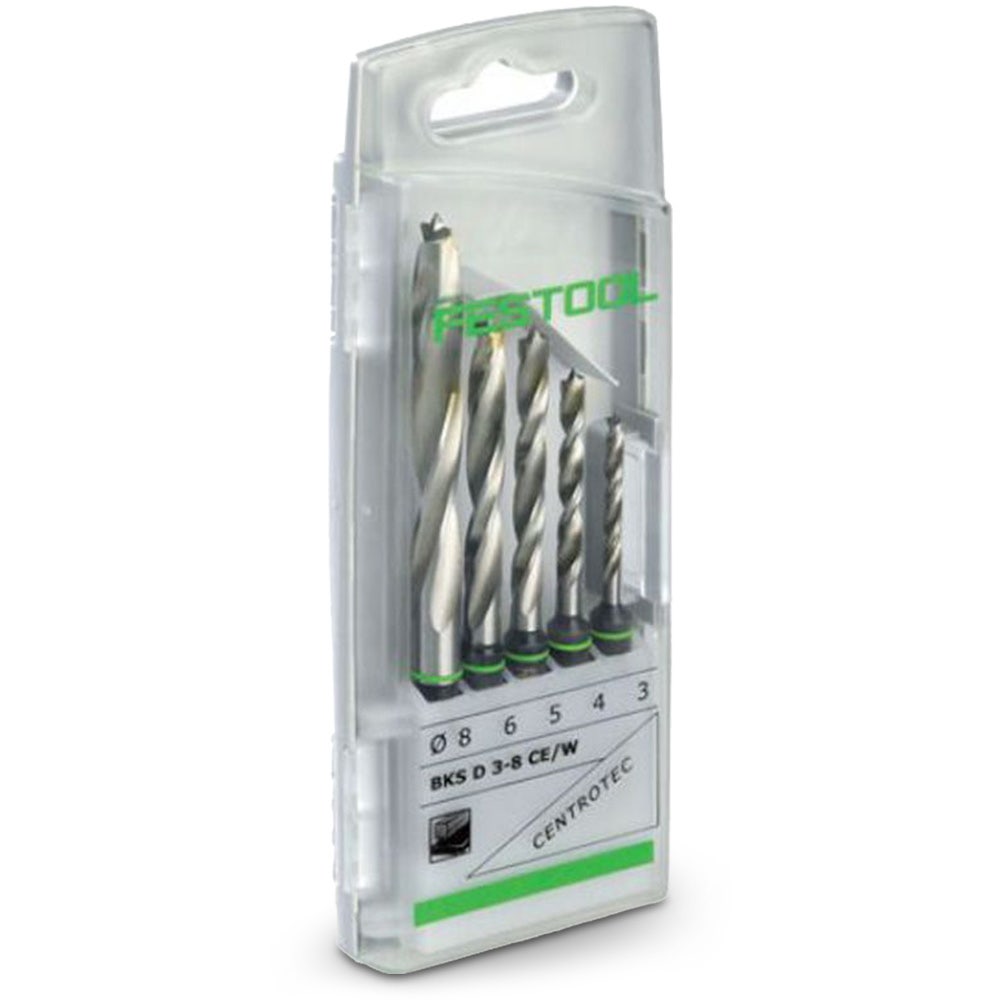 Conjunto de brocas de ponta central FESTOOL CENTROTEC de 3 a 8 mm – 5 peças