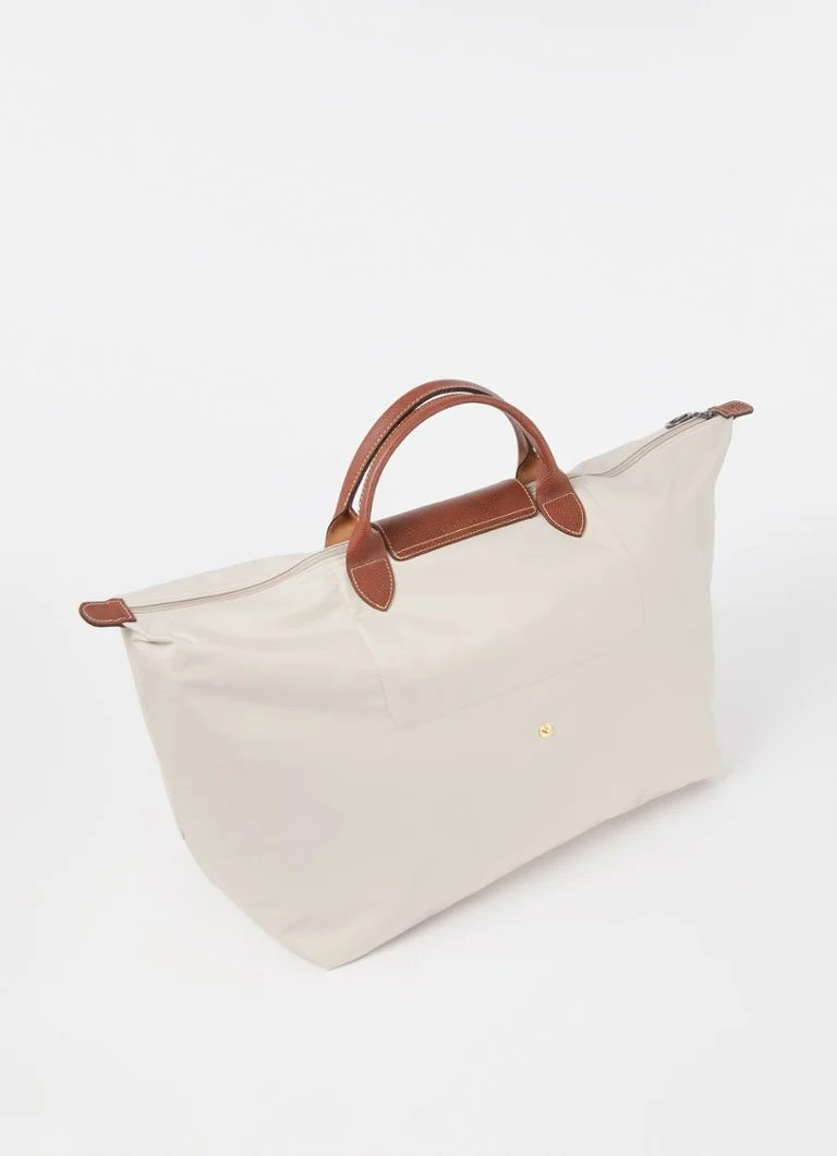 Mala de viagem dobrável Longchamp Le Pliage Verde, tamanho P, com detalhes em couro.