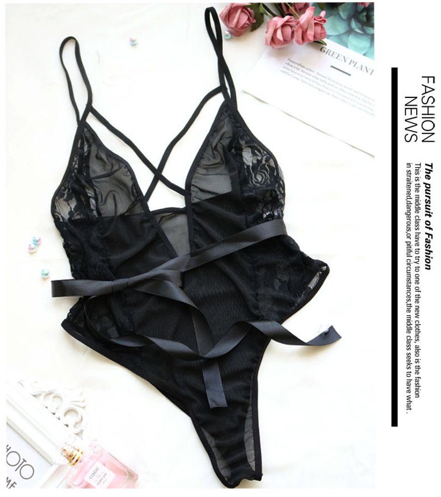 Babarella Body BB-08 Sexy Unterwäsche Oversize Transparente (Dessous Durchsichtige Reizwäsche Übergröße) Babydoll Spitze Nachtwäsche Lingerie Bodysuit Nachthemd Sleepwear