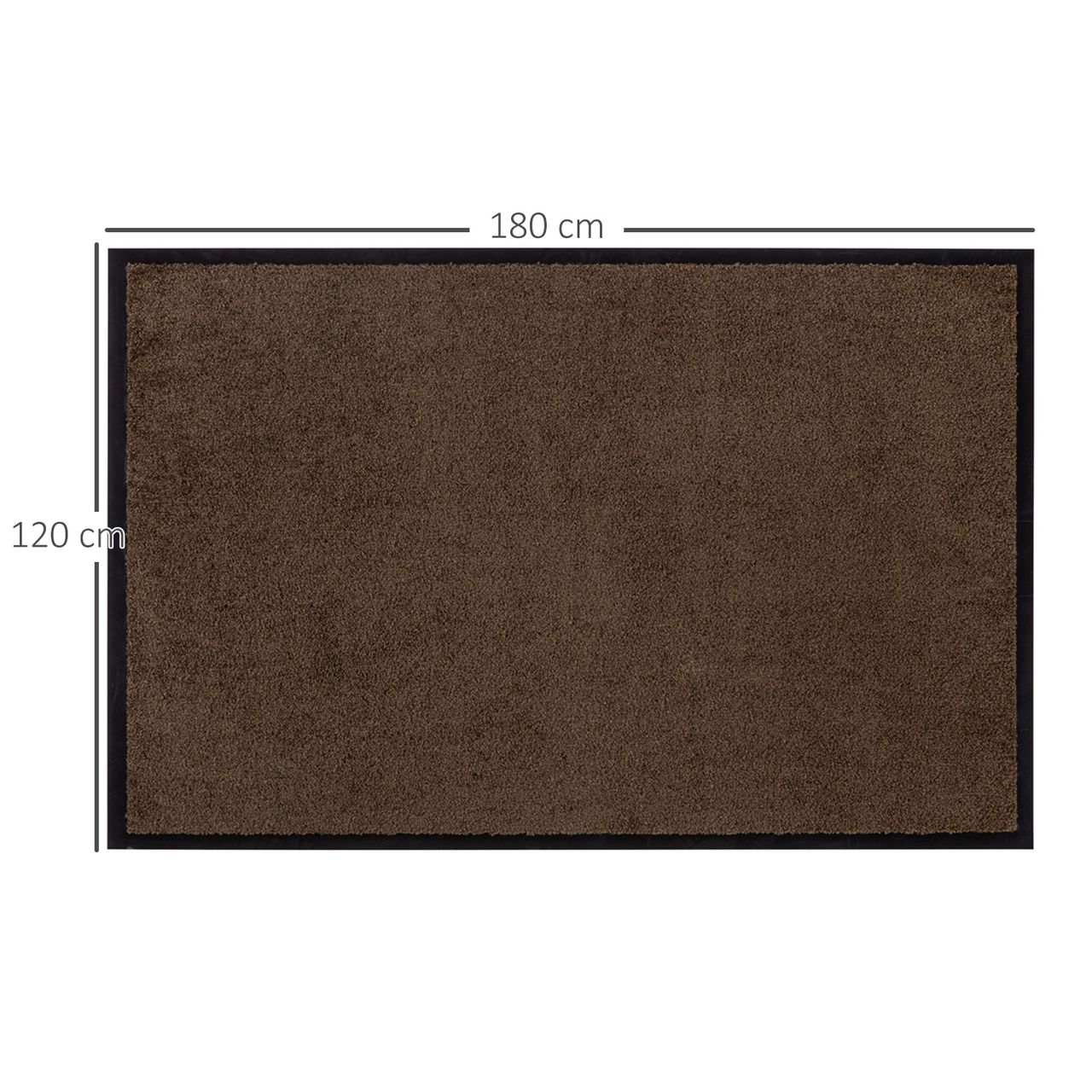 HOMCOM Fußmatte waschbar Gummiumrandung Teak 180 x 120 x 0,5 cm