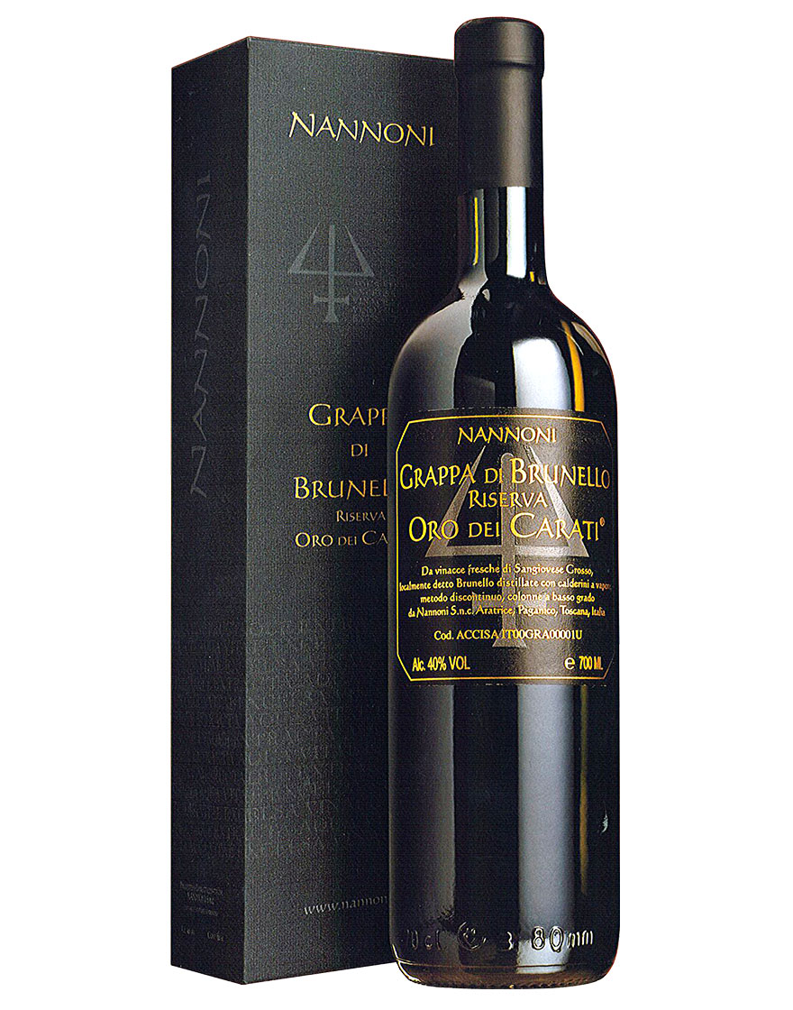 Grappa di Brunello Riserva Oro dei Carati Nannoni 0,7 ℓ, En Étui