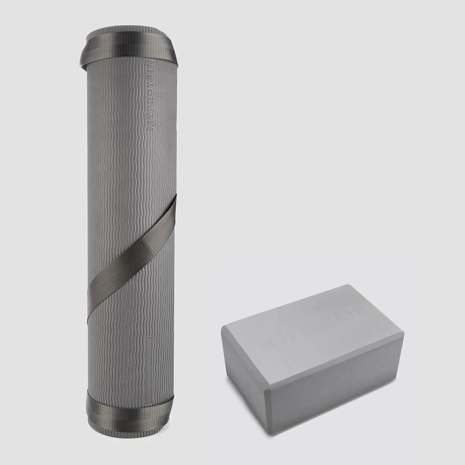 Ensemble tapis de yoga et bloc MP – Gris
