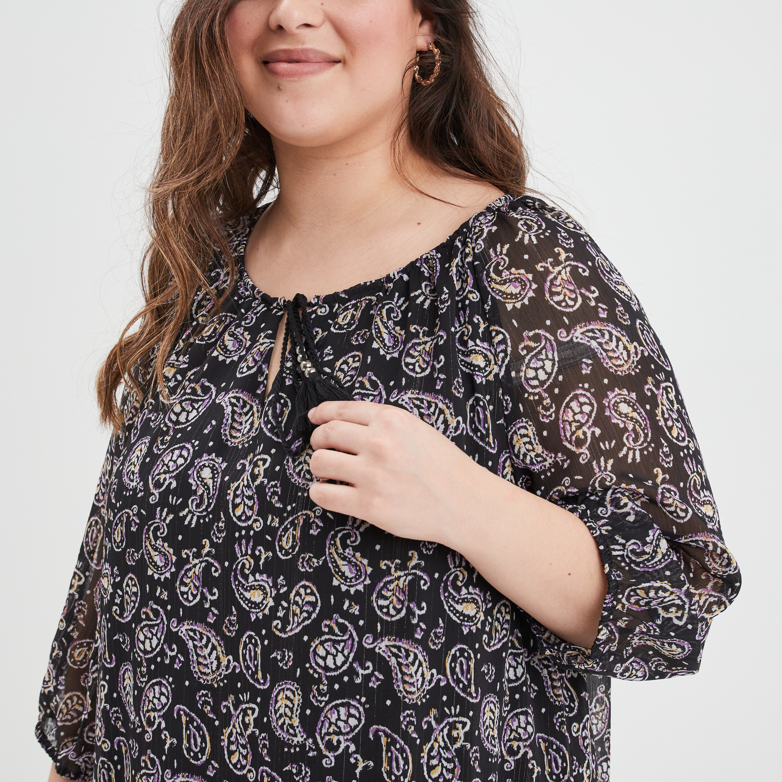 Robe trapèze fils métallisés Modavista noir femme grande taille | La Halle