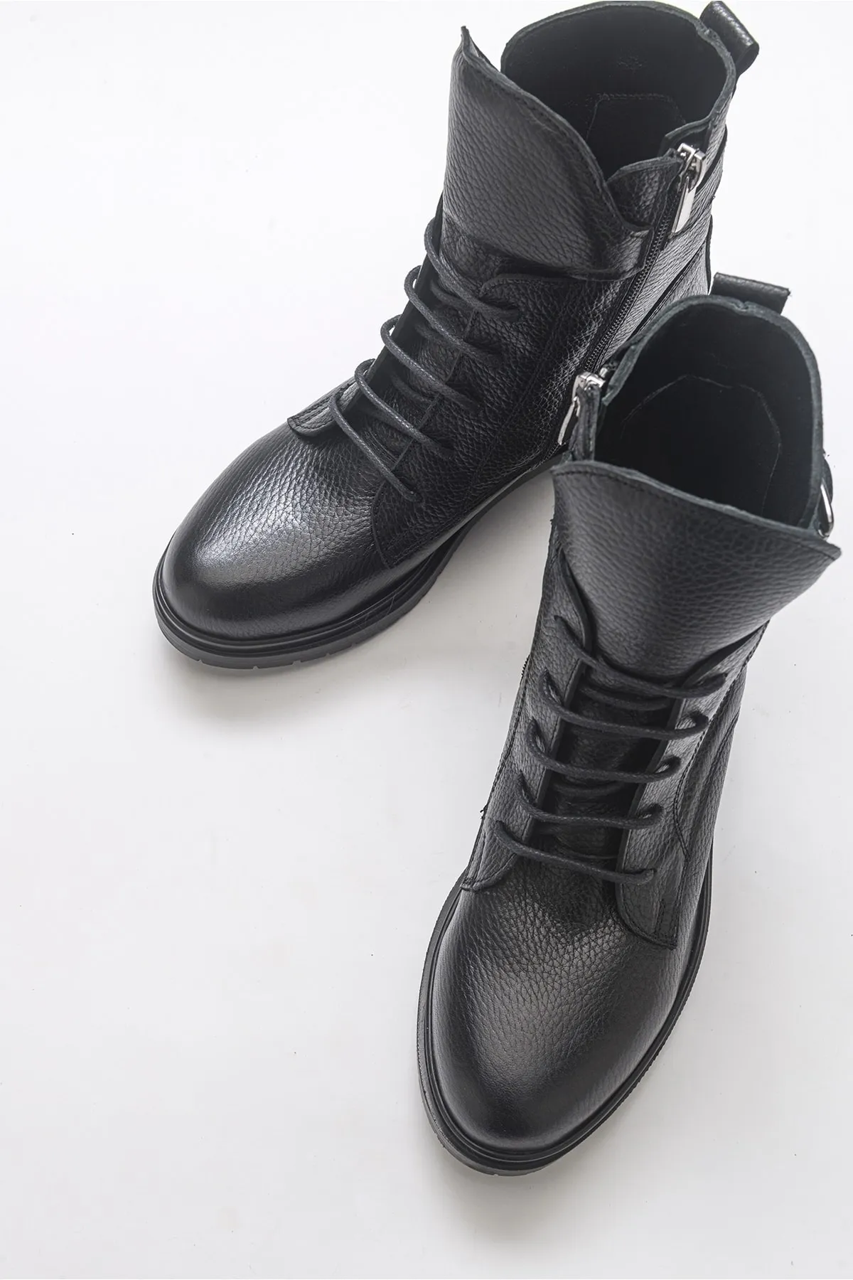 LuviShoes  Soile Black Floater Damenstiefel aus echtem Leder