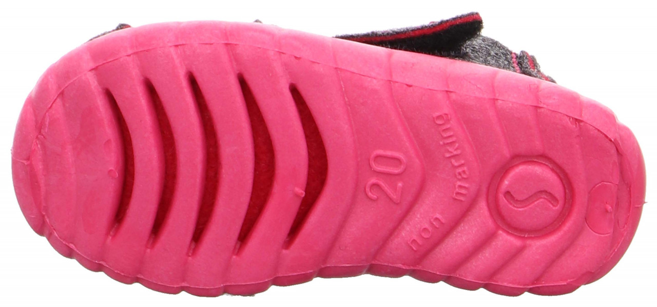HAPPY - Grau/Pink Hausschuh mit Klettverschluss