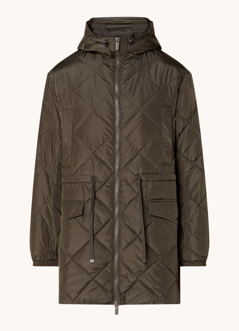 Parka acolchoada Armani Exchange com padrão de matelassê e capuz.