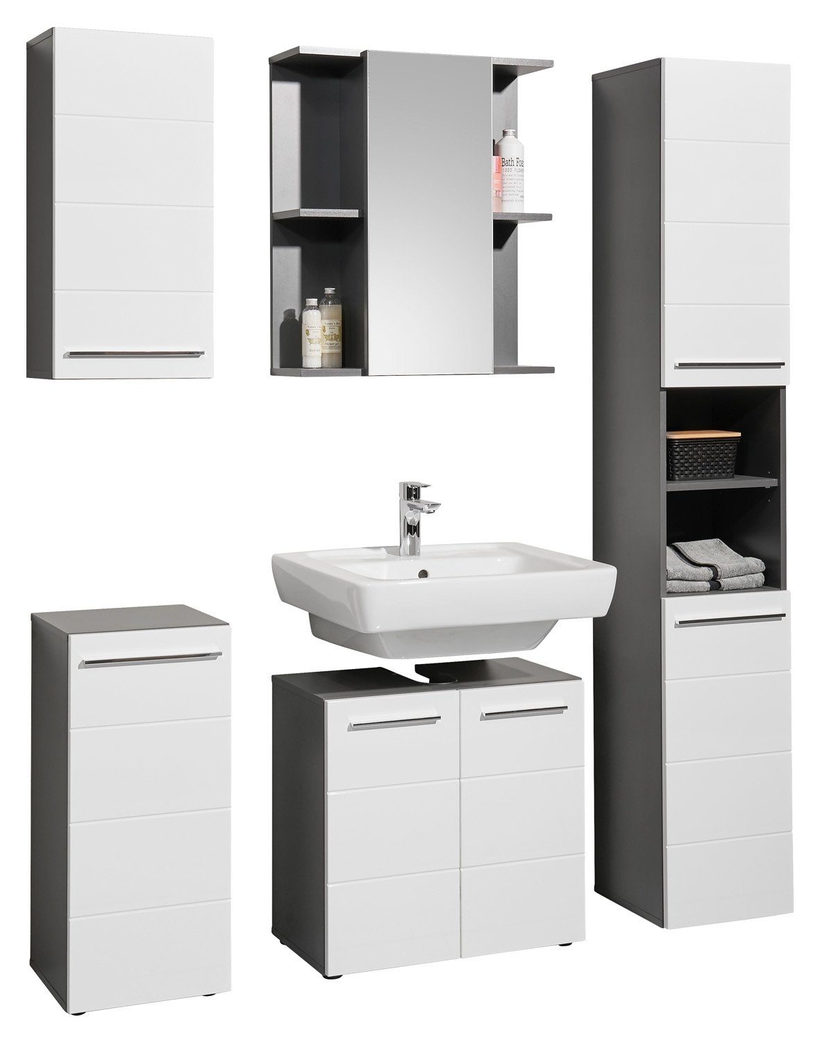 Badezimmerspiegelschrank Spiegelschrank, GLACK, Schwarz, B 60 cm, T 20 cm